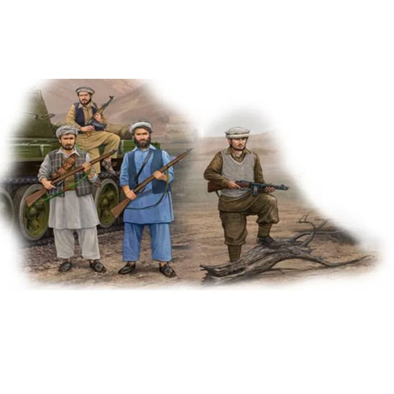 Afghan Rebels x 4 figures, 12 rifles