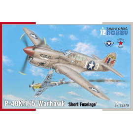 Curtiss P-40K-1/5 Warhawk A model of the P-40K-1/5 Warhawk US WW2 fighter aircraft which featured a short fuselage and an enlarg