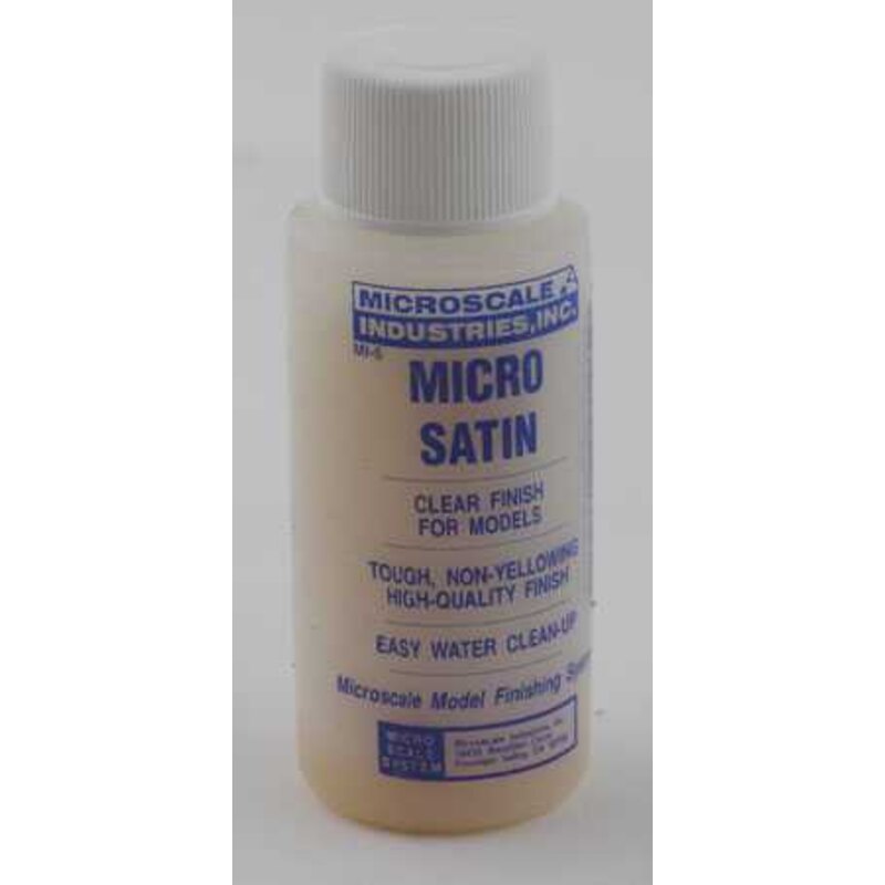 Micro Satin Water Based in 1 Fluid Ounce plastic bottles 