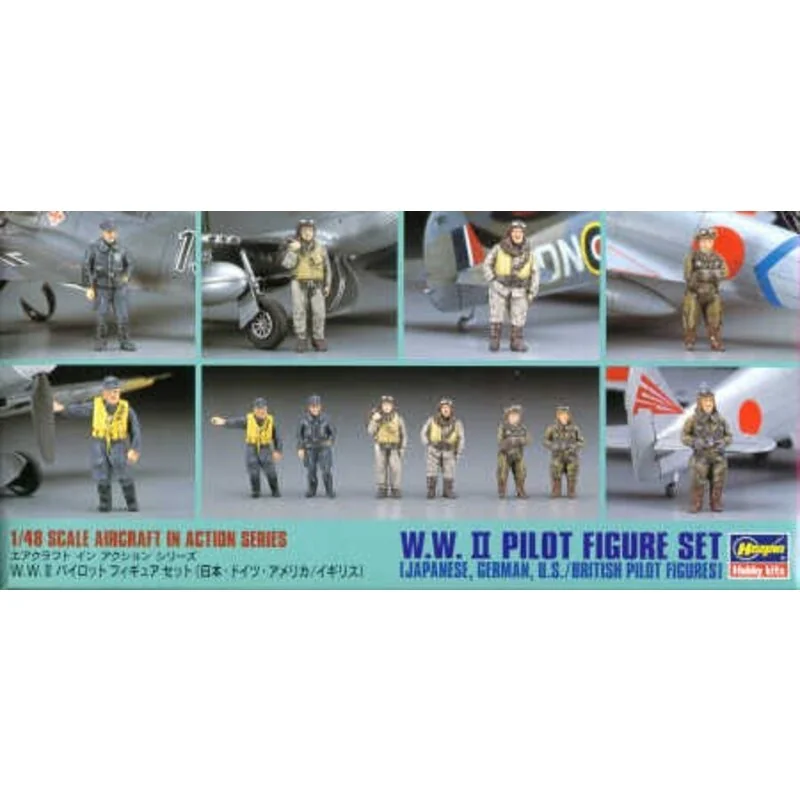 1:48 WWII Pilot figure set German Japanese American British