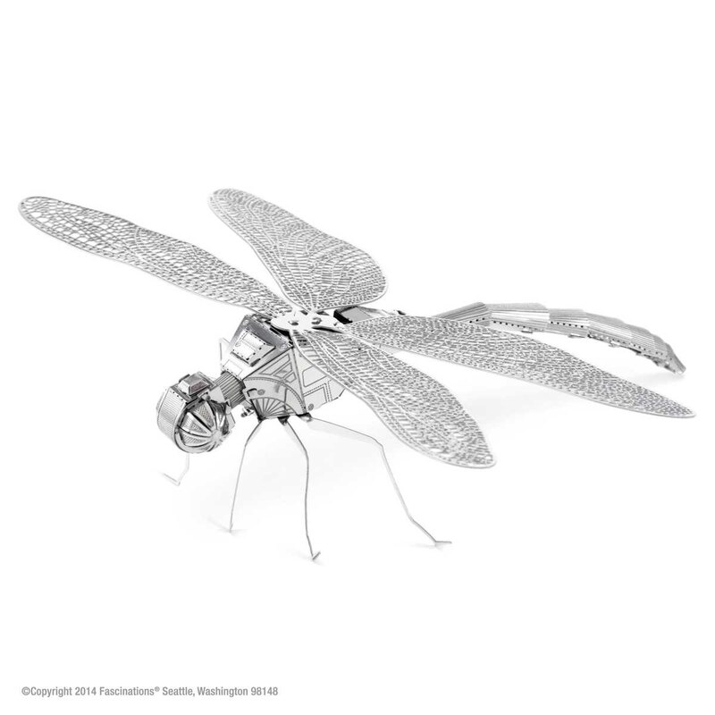 MetalEarth Insects: LIBELLULE 10.8x9.11x2.97cm, metal 3D model with 1 sheet, on card 12x17cm, 14+