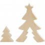 2in1 Figure, christmas trees, H: 8+20 cm, W: 6.5+14.5 cm, plywood, 1set, depth 2 cm Dolls