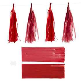 Paper Tassel, claret/red, size 12x35 cm, 14 g, 12pcs Various papers