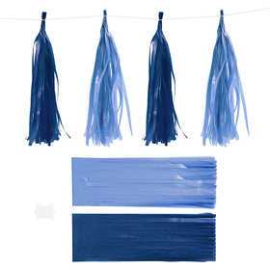 Paper Tassel, dark blue/light blue, size 12x35 cm, 14 g, 12pcs Various papers