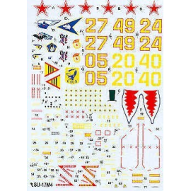 Sukhoi Su-17M4 Fitter K. (6) USSR All 20th Guards Fighter-Bomber Regt. 1992-94 in various camouflage schemes . Yellow 27 with sh