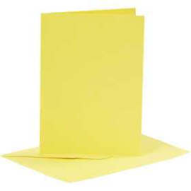 Cards and Envelopes, card size 10.5x15 cm, envelope size 11.5x16.5 cm, yellow, 6sets Cards and envelopes