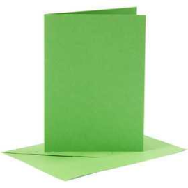 Cards and Envelopes, card size 10.5x15 cm, envelope size 11.5x16.5 cm, green, 6sets Cards and envelopes