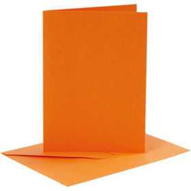 Cards and Envelopes, card size 10.5x15 cm, envelope size 11.5x16.5 cm, orange, 6sets Cards and envelopes