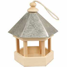Bird Table with zinc roof, size 22x18x16.5 cm, pine, 1pc 