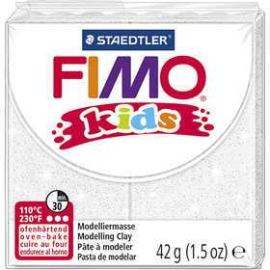 FIMO® Kids Clay, white, glitter, 42g Modelling clay