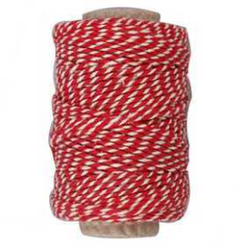 Cotton Cord, thickness 1.1 mm, red/white, 50m 