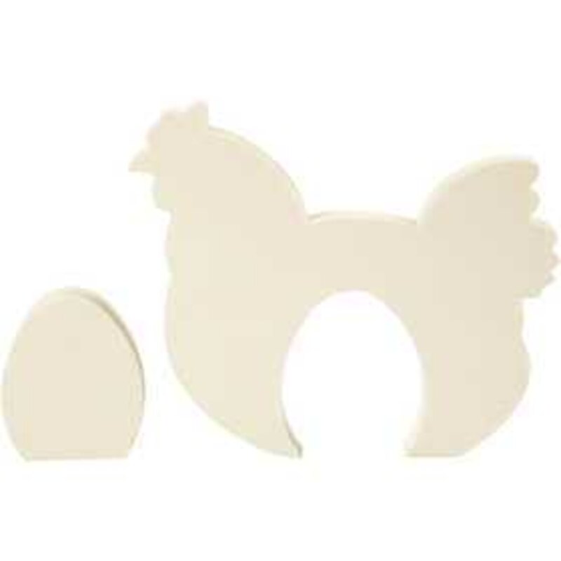 2in1 Figure, hen with egg, H: 7.5+16 cm, W: 6.3+19.5 cm, plywood, 1set, thickness 2 cm Dolls