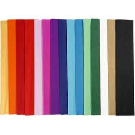 Crepe Paper, W: 50 cm, L: 2.5 m, asstd colours, folds, 15pleats Various papers
