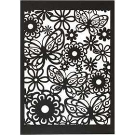 Lace Patterned cardboard, black, sheet 10.5x15 cm, 200 g, 10pcs Various papers