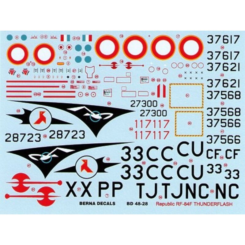 Republic RF-84F Thunderflash in French Service (6) 37617 33-CU ER 1/33 Belfort 1956 37621 33-X ER 3/33 Moselle 1956 27300 33-CC 