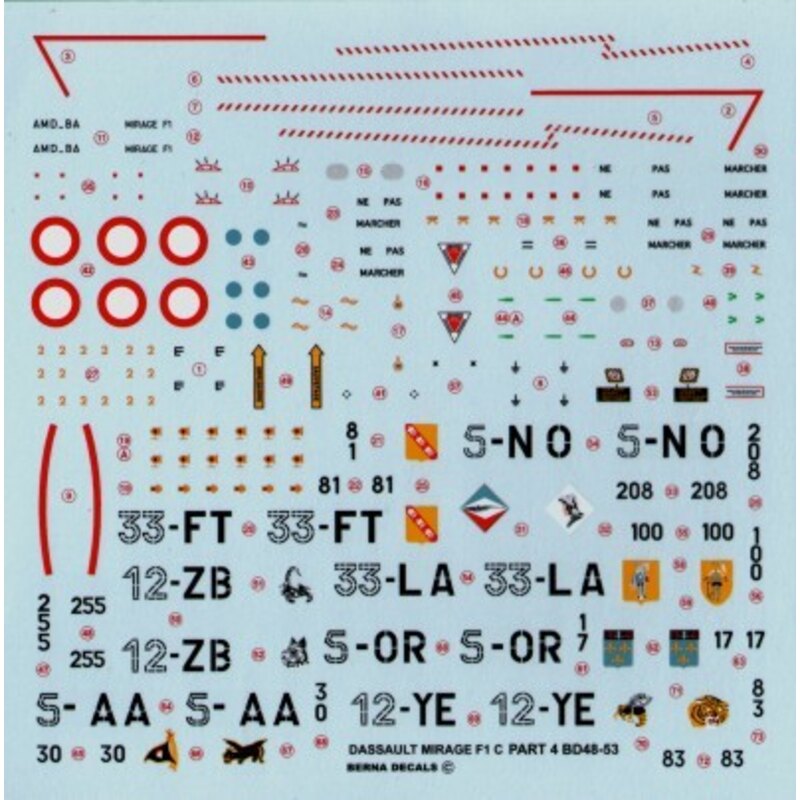Dassault Mirage F.1C (7) 5-OR EC 2/5 Ile de France 1989 5-AA EC 3/5 Comtat-Venaissin 12-YE EC 1/12 Cambresis 1986 12-ZB EX 3/12 