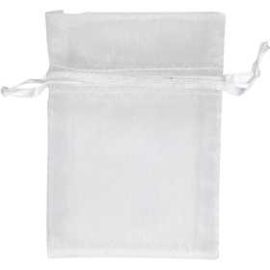 Organza Bags, white, size 7x10 cm, 10pcs Textile