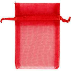 Organza Bags, red, size 7x10 cm, 10pcs Textile