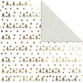Designpaper, sheet 30.5x30.5 cm, 180 g, gold, deers and dots, 3sheets Various papers