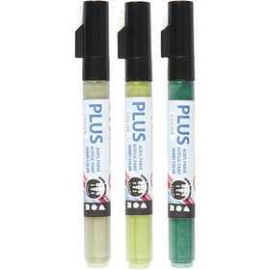 Plus Color Marker, line width: 1-2 mm, L: 14.5 cm, dark green, eucalyptus, leaf green, 3pcs Various pencils and markers