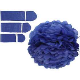 Tissue Pompons, dark blue, D: 20+24+30 cm, 16 g, 3pcs Various papers