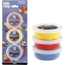 Silk Clay®, blue, yellow, red, 3x14g Modelling clay