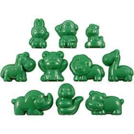 Casting Mould, size 4-7 cm, animals, 10mixed Modelling clay