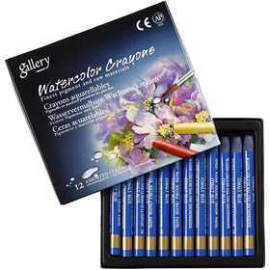 Watercolor Crayons, thickness 8 mm, L: 9.3 cm, cobalt blue (338), 12pcs 