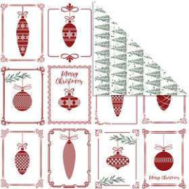 Designpaper, sheet 30.5x30.5 cm, 180 g, christmas balls and christmas trees, 5sheets Various papers