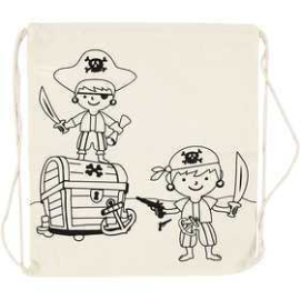 Drawstring Bag, size 37x41 cm, 110 g/m2, light natural, pirates, 1pc Textile