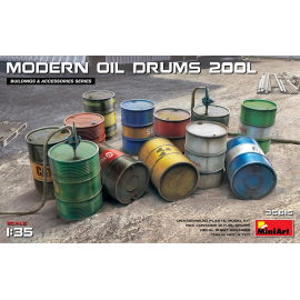 FUEL & OIL DRUMS Modern Box contains 12 models of Fuel and Oil Drums. Decal sheet is Included 