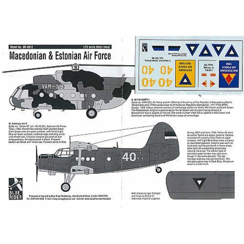 Macedonian Air Force 1998 & Estonian Air Force 1997/98 Macedonian Mil Mi-8 Hip and an Estonian Antonov An-2 Colt