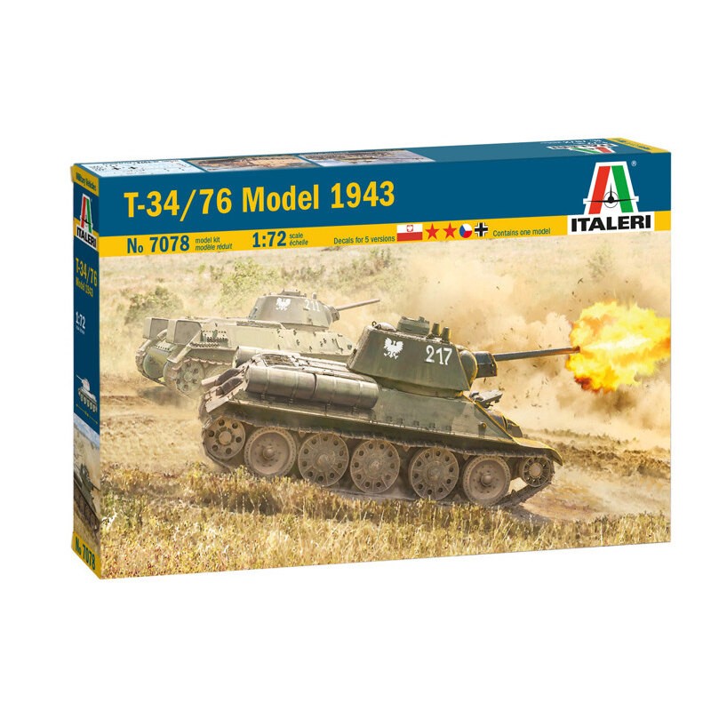 Soviet T-34/76 Model 1943DECALS FOR 5 VERSIONS - COLOR INSTRUCTIONS SHEETThe T-34 was one of the most famous tanks produced duri