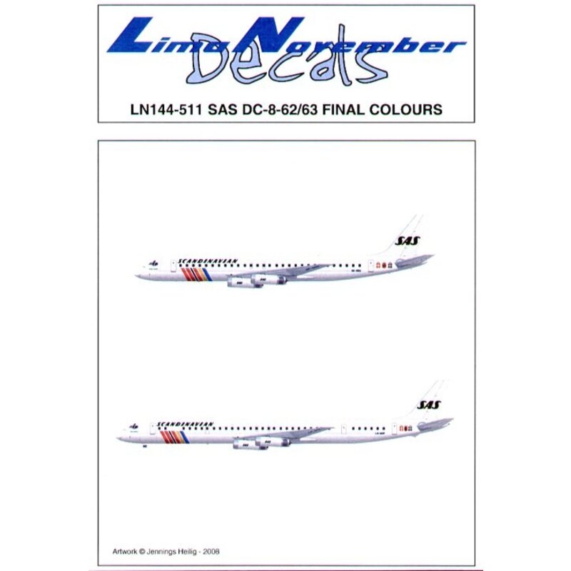 Douglas DC-8-62/63 SAS Final colours. Only 5 painted in this scheme and all registrations are included