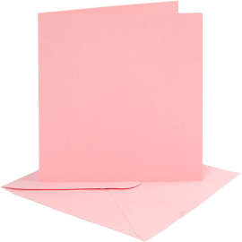 Cards and envelopes, pink, card size 15.2x15.2 cm, envelope size 16x16 cm, 220 gr, 4 set / 1 Pq. 