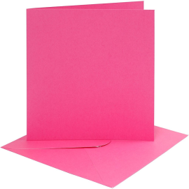 Cards and envelopes, pink, card size 15.2x15.2 cm, envelope size 16x16 cm, 220 gr, 4 set / 1 Pq. 