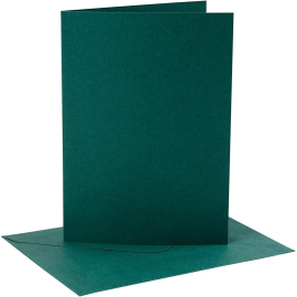 Cards and envelopes, dark green, card size 12.7x17.8 cm, envelope size 13.3x18.5 cm, 230 gr, 4 set / 1 Pq. 