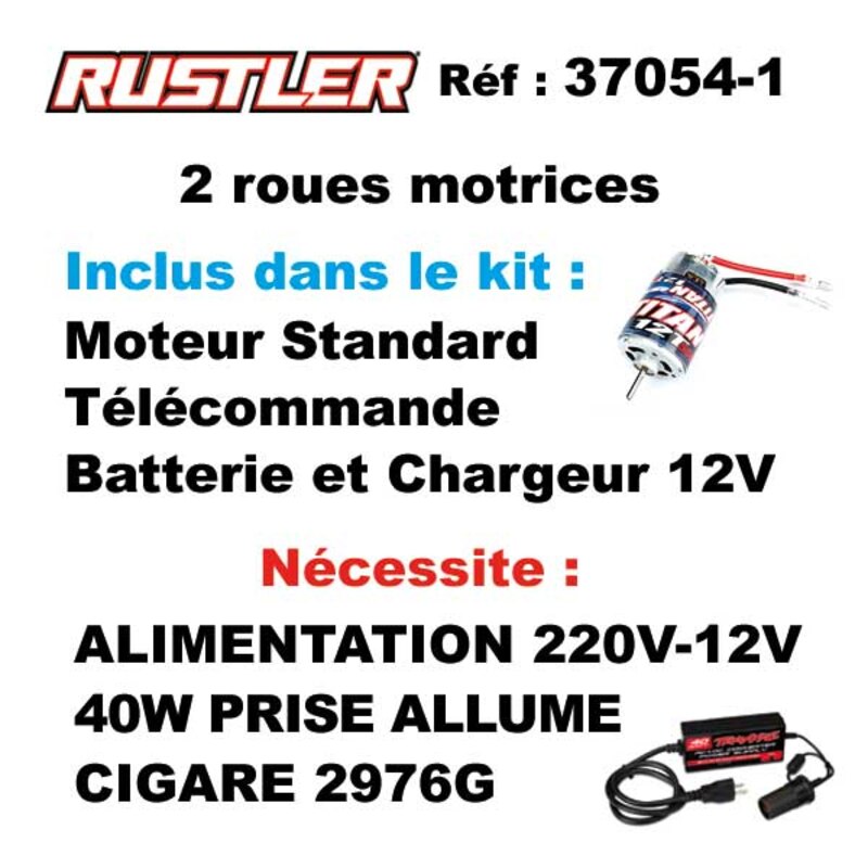 RUSTLER 4X2 BRUSHED WITH BATTERY / CHARGER 12V inclus