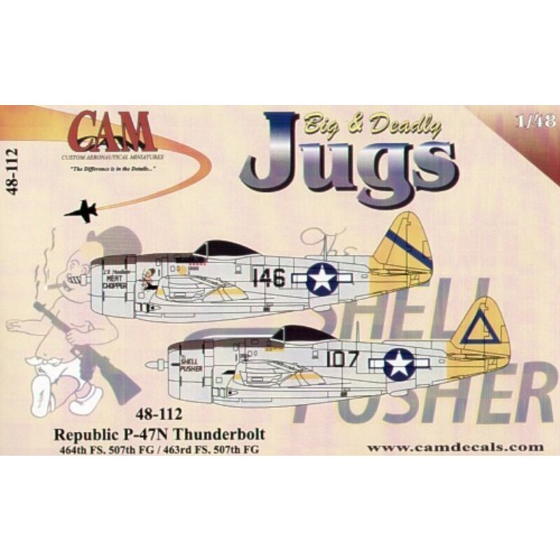 Republic P-47N Thunderbolt (2) 44-88211/146 464FS Lil Mealie′s Meat Chopper 44-88313 463FS107 The Shell Pusher. Both 507FG with 