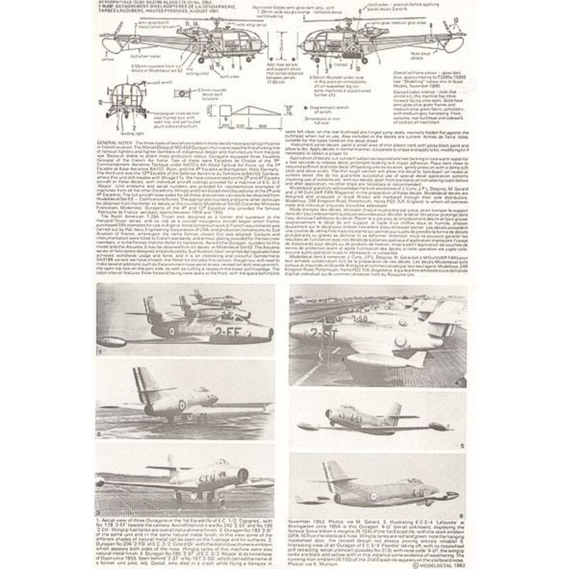 Armee de L′Air. Dassault MD 450 Ouragan 2/4EC. 4 ATAF 1953-55 eight units represented North American T-28A Trojan Fennec 1960 an