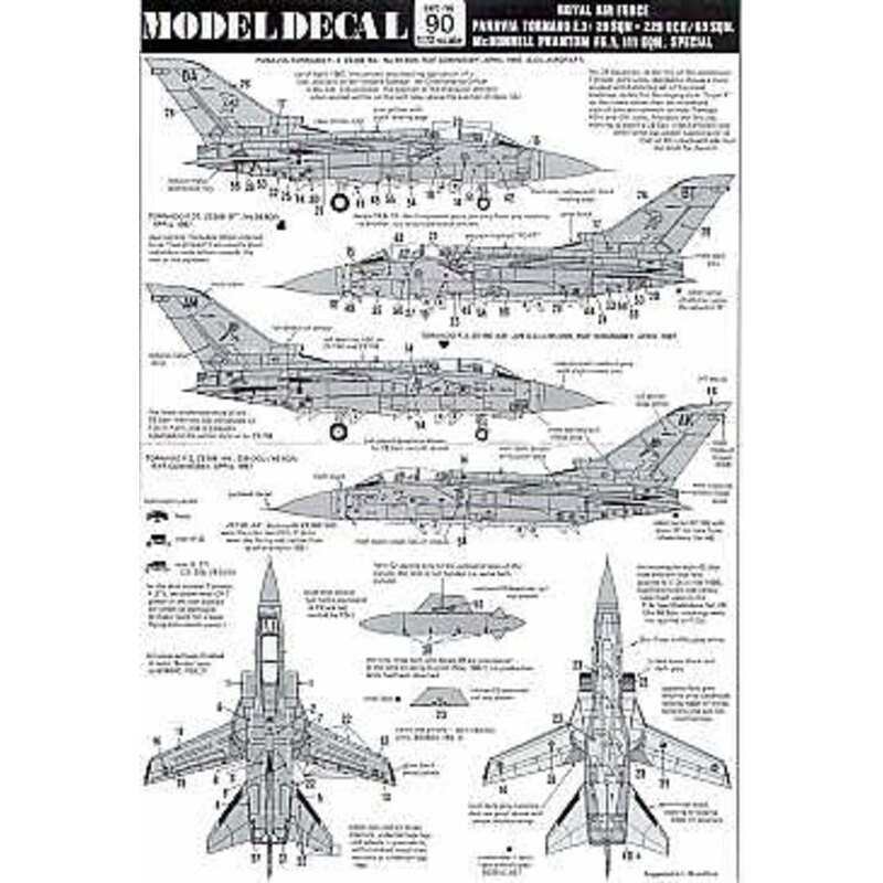 RAF Panavia Tornado F.3. ZE203/BA or ZE208/BT 29 Squadron ZE156/AM or ZE158/AK 229OCU/65Squadron all 1987 Phantom FG.1 XV574/Z 1