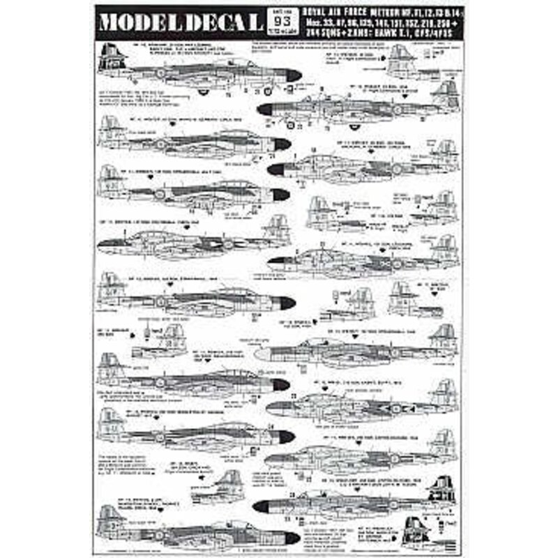 RAF Gloster Meteor night fighters. NF.11 87 Squadron 1956 96 Squadron 1956 125 Squadron 1955 141 Squadron 1952 151 Squadron 1954