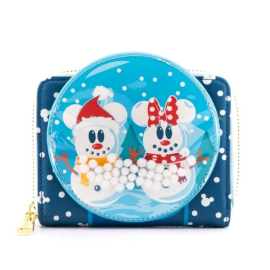 Disney Loungefly Wallet Snowman Mickey Minnie Snow Globe 