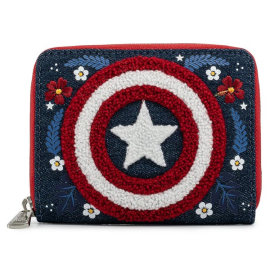 Marvel Loungefly Wallet Captain America 80Th Anniversary Floral Sheild 