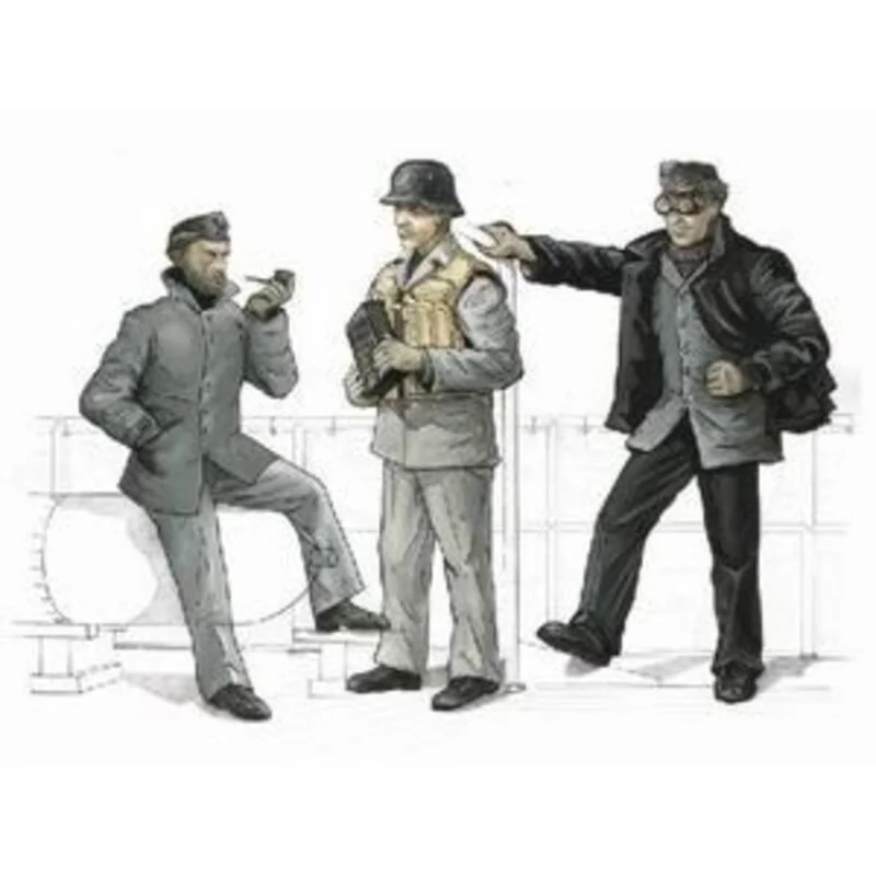 S-100 Schnellboot Deck Crew figures x 3 (designed to be assembled with model kits from Revell)