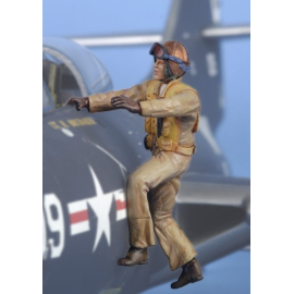 1 x USN pilot Korean war boarding aircraft