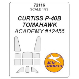 Curtiss P-40B Tomahawk + wheels masks (designed to be used with Academy ACA12456 kits) 