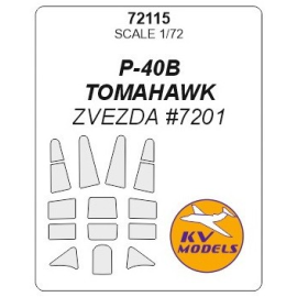Curtiss P-40B Tomahawk + wheels masks (designed to be used with Zvezda ZVE7201 kits) 