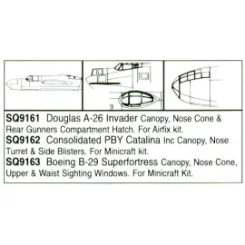 Douglas A-26 Invader Main canopy/Rear canopy/Nose Cone (designed to be assembled with model kits from Airfix)