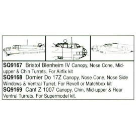 Dornier Do 17Z canopy/Nose Cone/Turret/Side Windows (designed to be assembled with model kits from Matchbox and Revell)